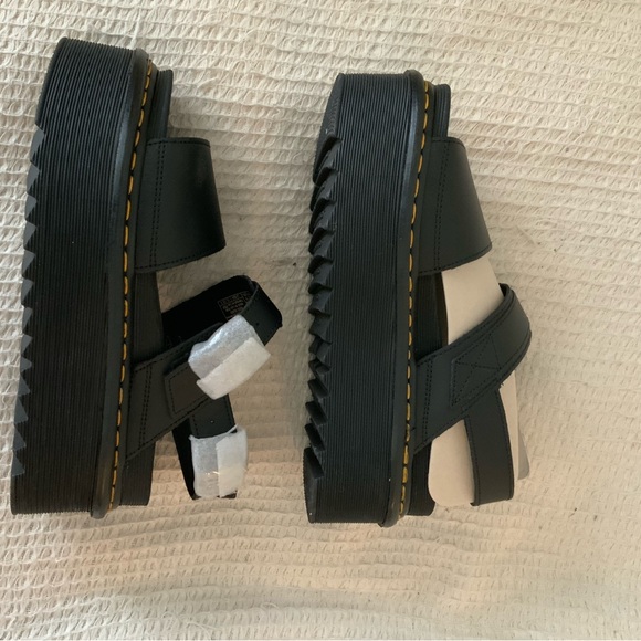 Dr Doc Martens Voss Women's Leather Strap Platform Sandals Heels Shoes in Black - Picture 8 of 13